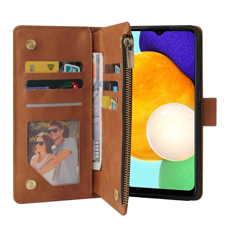For Samsung Galaxy A03s 166.5mm Multifunctional Frosted Zipper Wallet Leather Phone Case