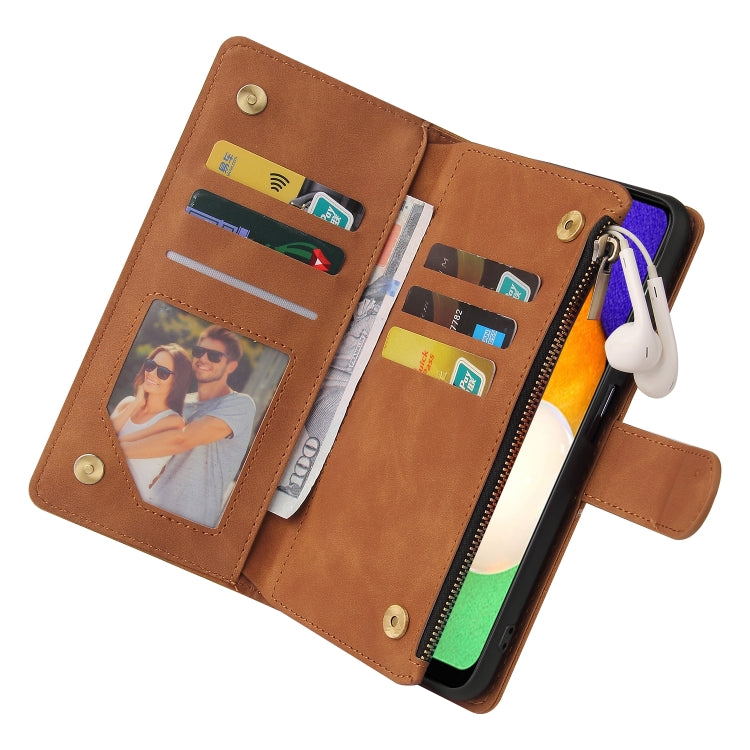For Samsung Galaxy A03s 166.5mm Multifunctional Frosted Zipper Wallet Leather Phone Case