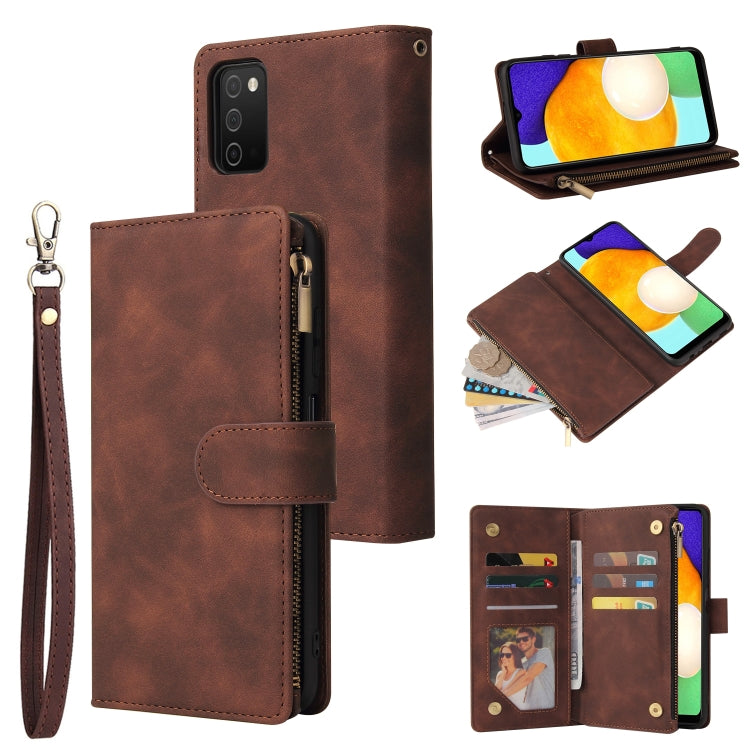 For Samsung Galaxy A03s 166.5mm Multifunctional Frosted Zipper Wallet Leather Phone Case