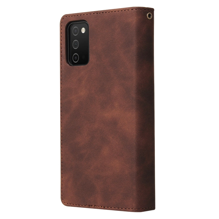 For Samsung Galaxy A03s 166.5mm Multifunctional Frosted Zipper Wallet Leather Phone Case