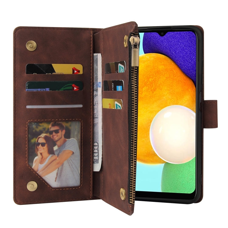 For Samsung Galaxy A03s 166.5mm Multifunctional Frosted Zipper Wallet Leather Phone Case