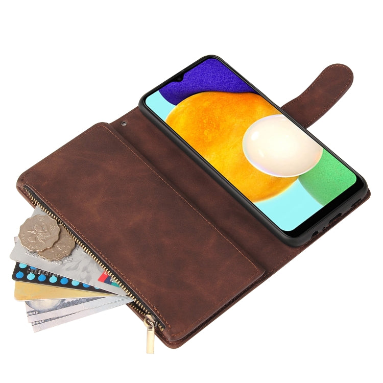 For Samsung Galaxy A03s 166.5mm Multifunctional Frosted Zipper Wallet Leather Phone Case