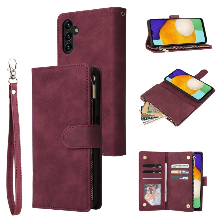 For Samsung Galaxy A13 5G Multifunctional Frosted Zipper Wallet Leather Phone Case