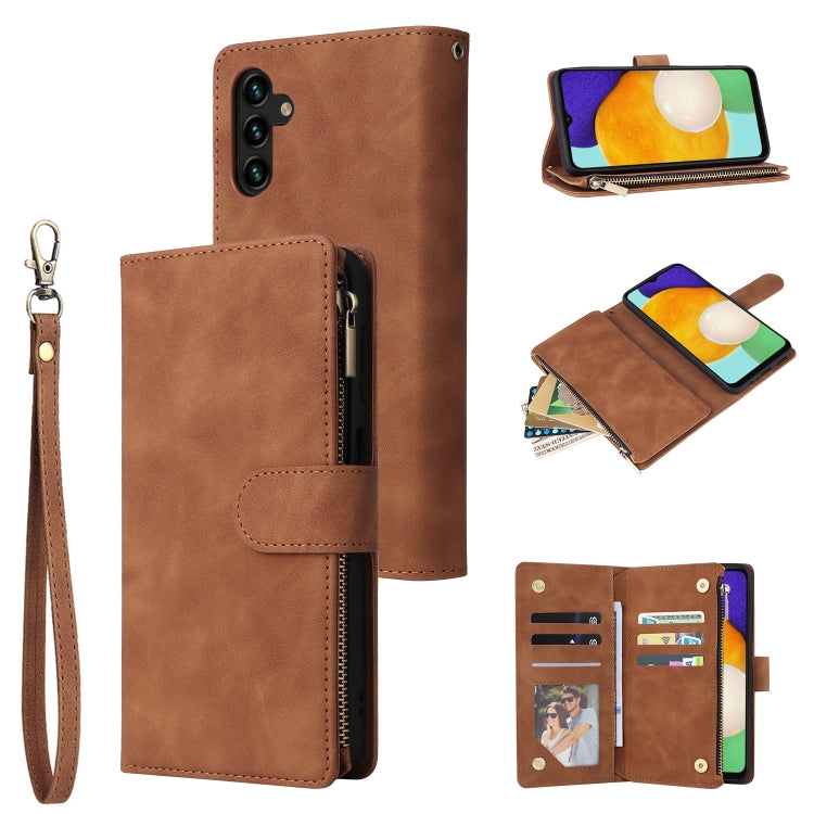 For Samsung Galaxy A13 5G Multifunctional Frosted Zipper Wallet Leather Phone Case