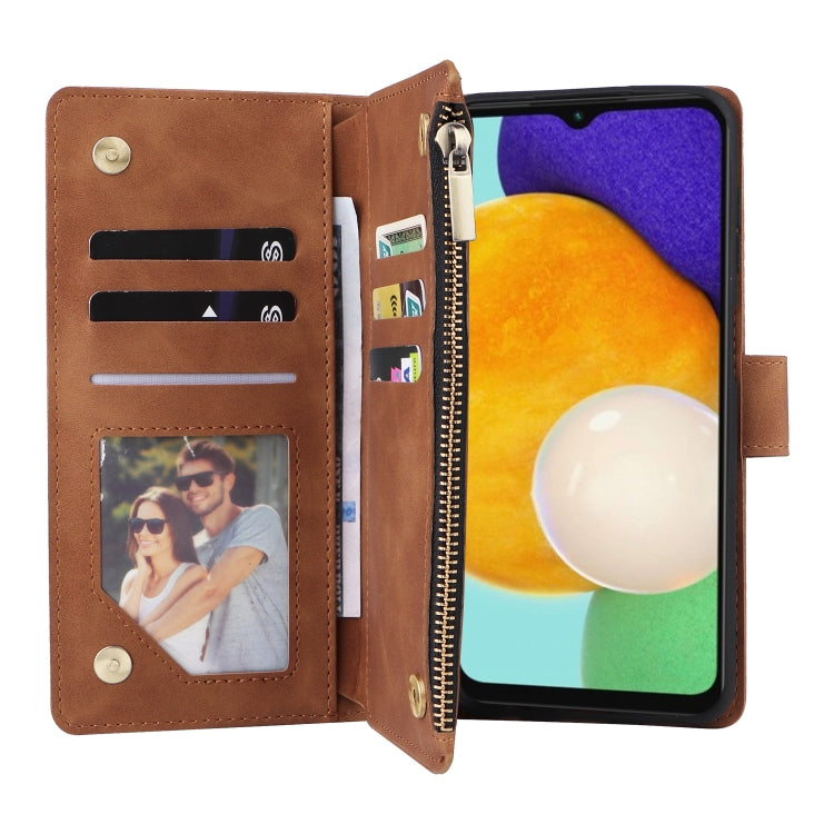 For Samsung Galaxy A13 5G Multifunctional Frosted Zipper Wallet Leather Phone Case