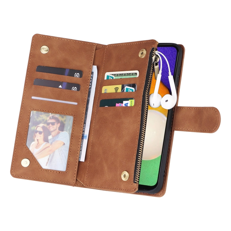 For Samsung Galaxy A13 5G Multifunctional Frosted Zipper Wallet Leather Phone Case
