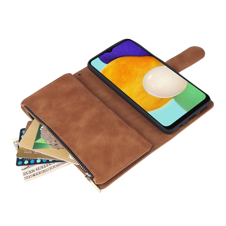 For Samsung Galaxy A13 5G Multifunctional Frosted Zipper Wallet Leather Phone Case