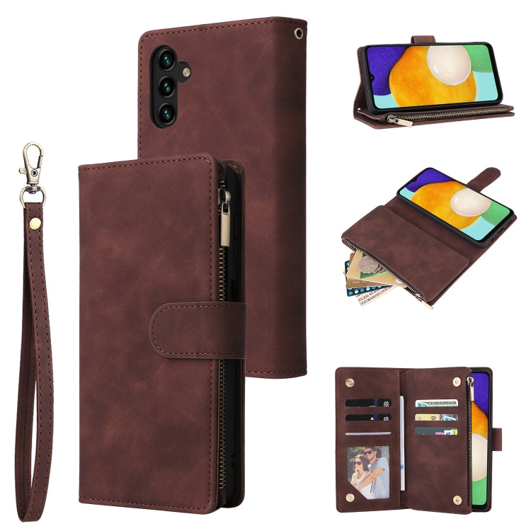 For Samsung Galaxy A13 5G Multifunctional Frosted Zipper Wallet Leather Phone Case