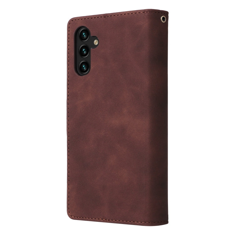 For Samsung Galaxy A13 5G Multifunctional Frosted Zipper Wallet Leather Phone Case