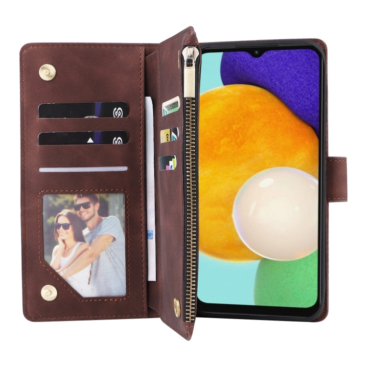 For Samsung Galaxy A13 5G Multifunctional Frosted Zipper Wallet Leather Phone Case