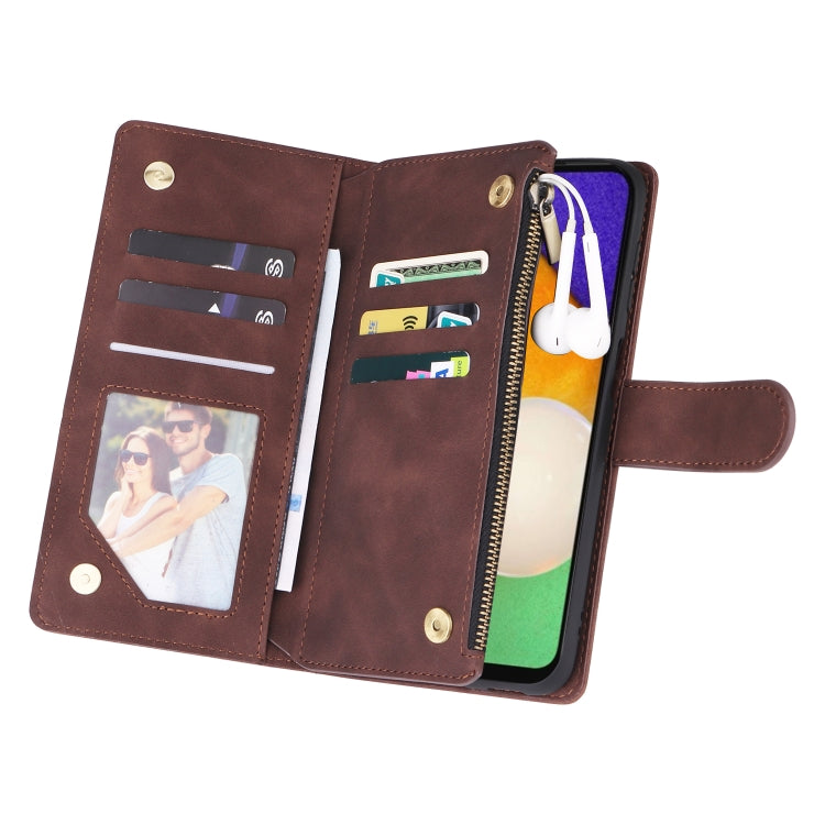 For Samsung Galaxy A13 5G Multifunctional Frosted Zipper Wallet Leather Phone Case