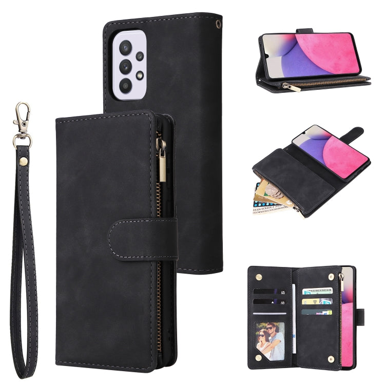 For Samsung Galaxy A33 5G Multifunctional Frosted Zipper Wallet Leather Phone Case