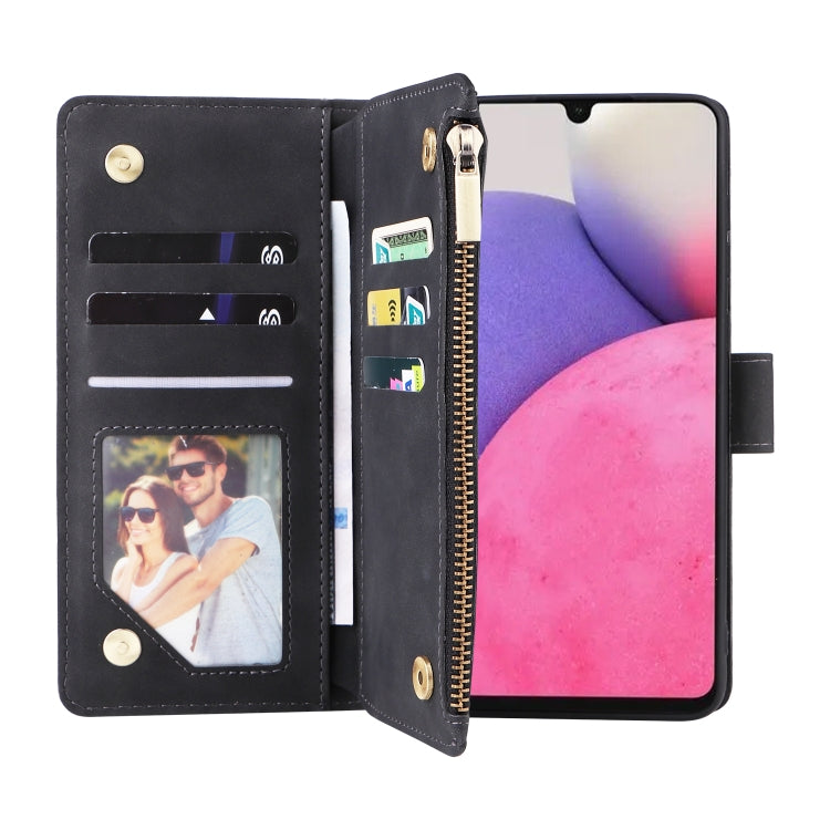 For Samsung Galaxy A33 5G Multifunctional Frosted Zipper Wallet Leather Phone Case