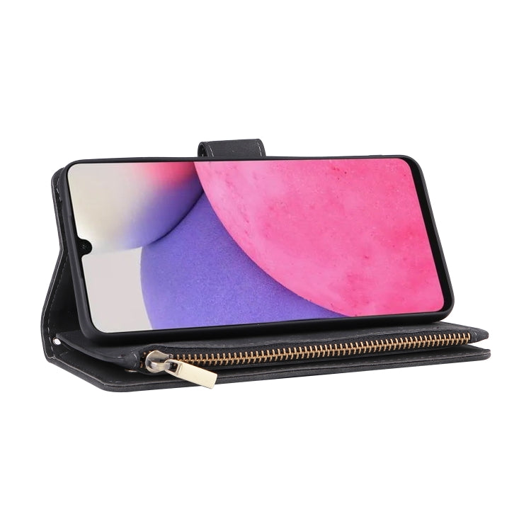 For Samsung Galaxy A33 5G Multifunctional Frosted Zipper Wallet Leather Phone Case