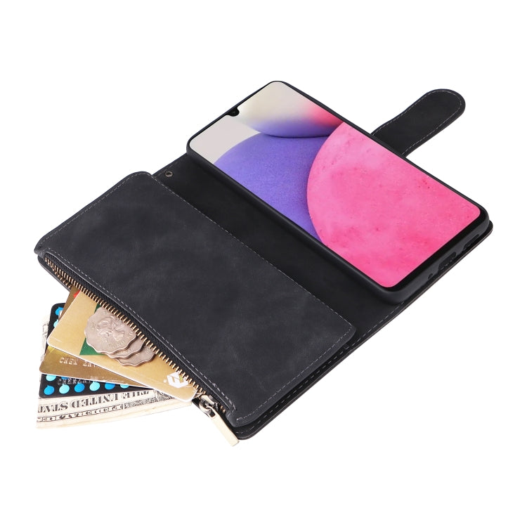 For Samsung Galaxy A33 5G Multifunctional Frosted Zipper Wallet Leather Phone Case