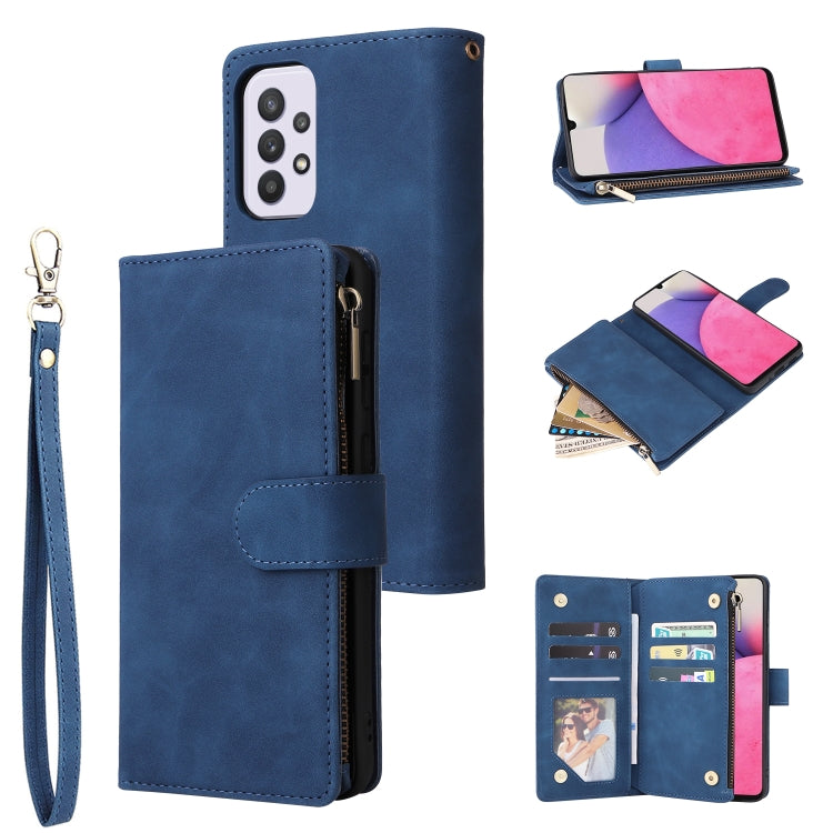 For Samsung Galaxy A33 5G Multifunctional Frosted Zipper Wallet Leather Phone Case