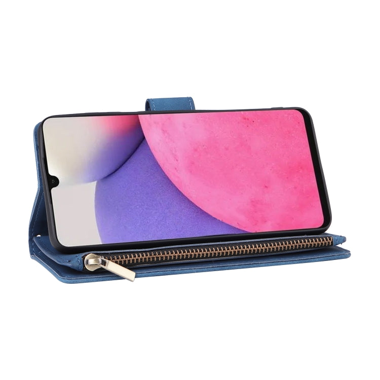 For Samsung Galaxy A33 5G Multifunctional Frosted Zipper Wallet Leather Phone Case