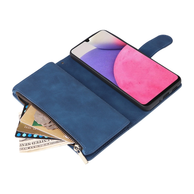 For Samsung Galaxy A33 5G Multifunctional Frosted Zipper Wallet Leather Phone Case