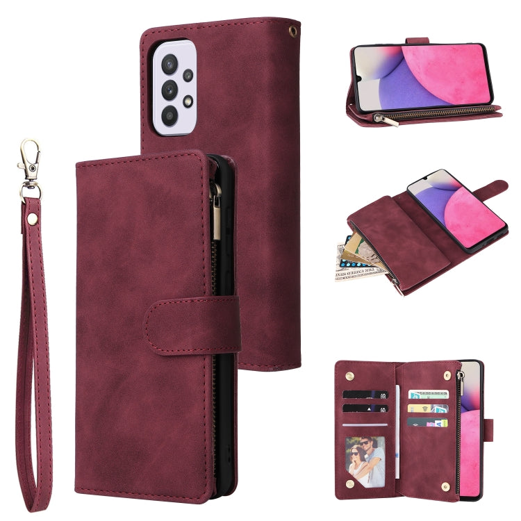 For Samsung Galaxy A33 5G Multifunctional Frosted Zipper Wallet Leather Phone Case