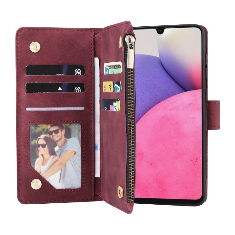 For Samsung Galaxy A33 5G Multifunctional Frosted Zipper Wallet Leather Phone Case