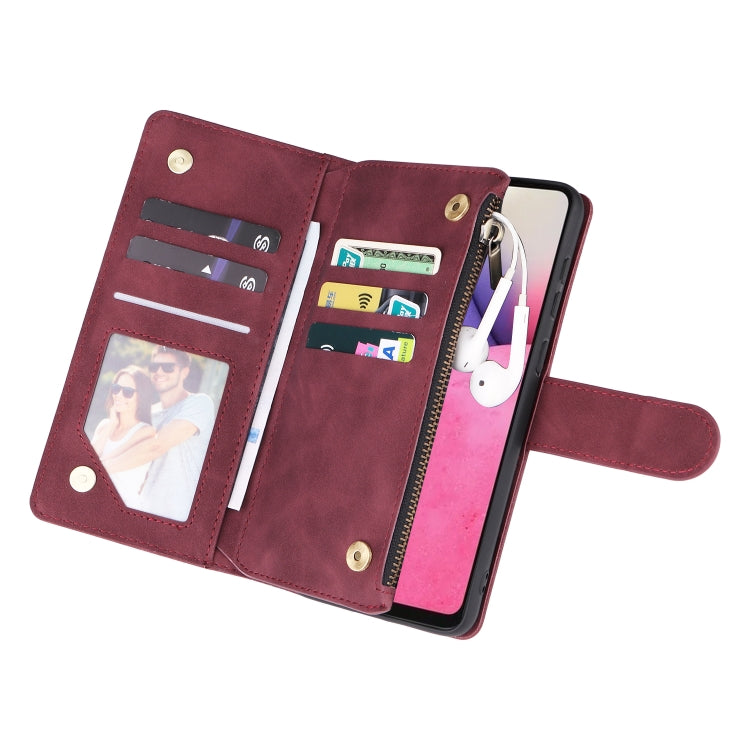For Samsung Galaxy A33 5G Multifunctional Frosted Zipper Wallet Leather Phone Case