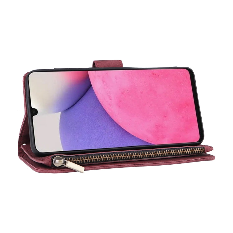 For Samsung Galaxy A33 5G Multifunctional Frosted Zipper Wallet Leather Phone Case