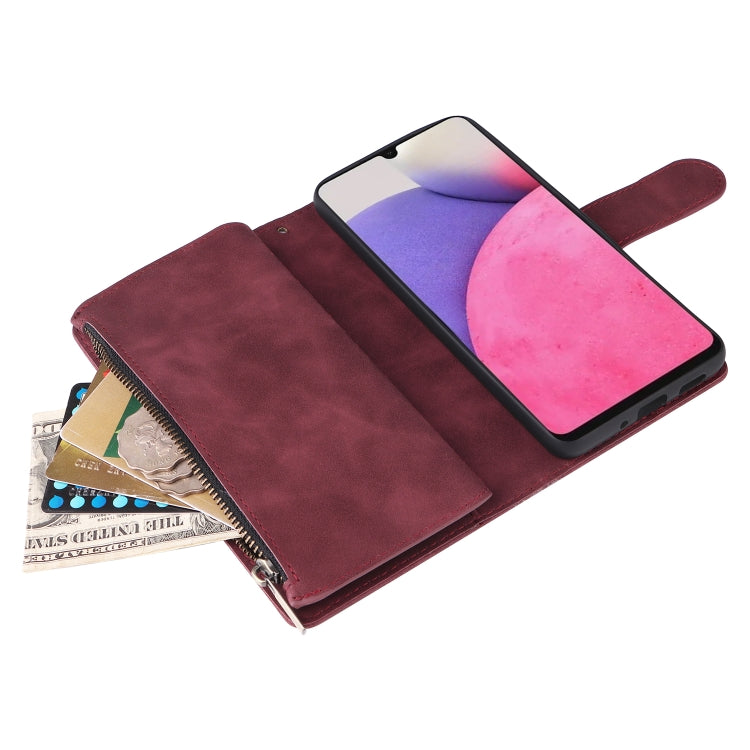 For Samsung Galaxy A33 5G Multifunctional Frosted Zipper Wallet Leather Phone Case