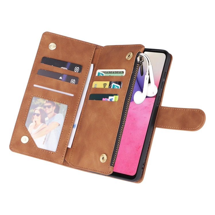 For Samsung Galaxy A33 5G Multifunctional Frosted Zipper Wallet Leather Phone Case