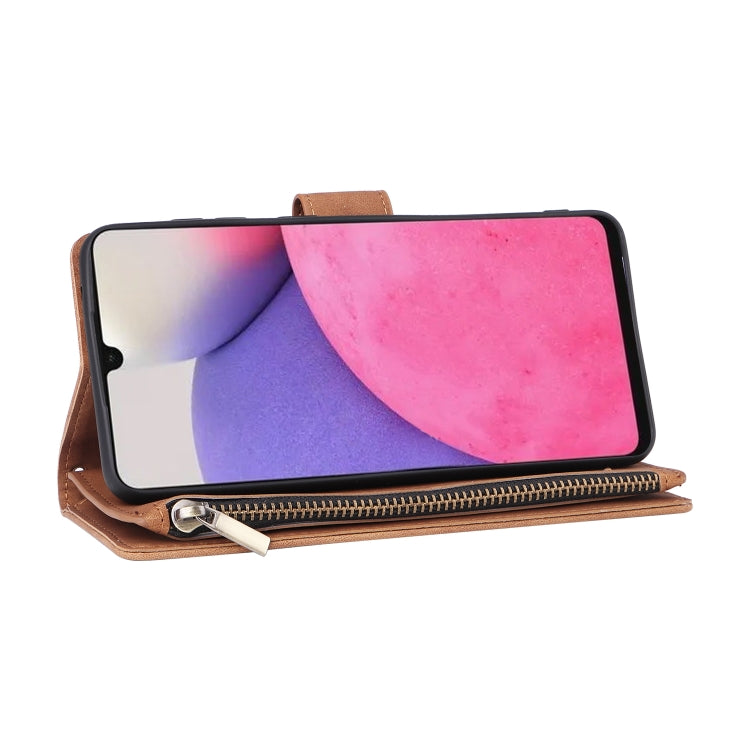 For Samsung Galaxy A33 5G Multifunctional Frosted Zipper Wallet Leather Phone Case