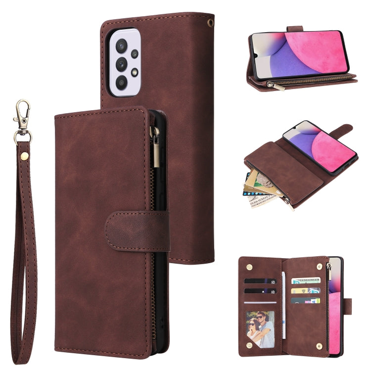 For Samsung Galaxy A33 5G Multifunctional Frosted Zipper Wallet Leather Phone Case