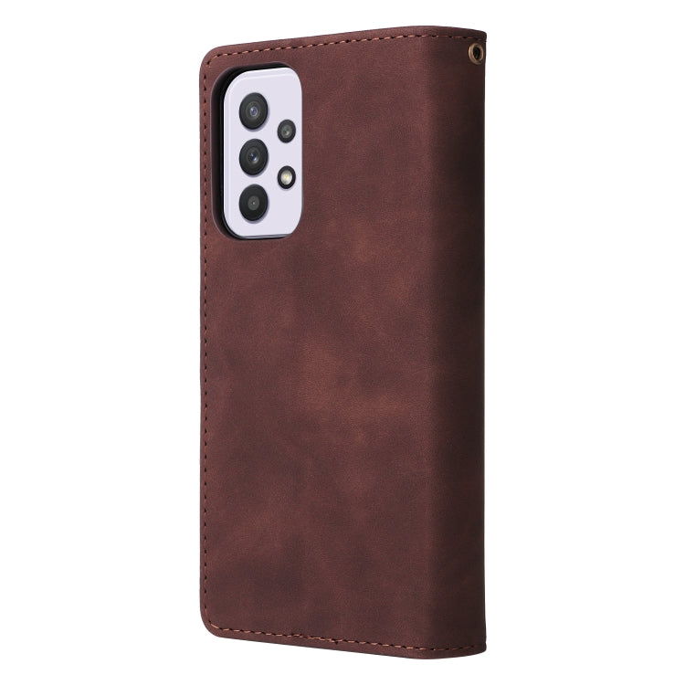 For Samsung Galaxy A33 5G Multifunctional Frosted Zipper Wallet Leather Phone Case