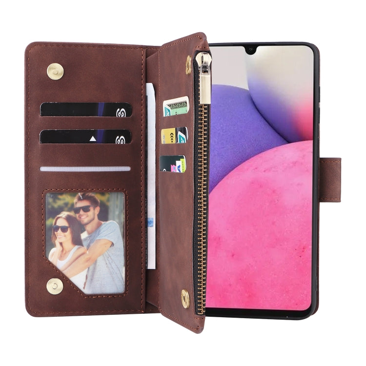 For Samsung Galaxy A33 5G Multifunctional Frosted Zipper Wallet Leather Phone Case