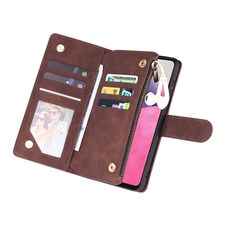 For Samsung Galaxy A33 5G Multifunctional Frosted Zipper Wallet Leather Phone Case