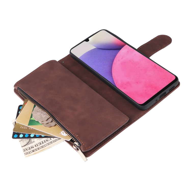 For Samsung Galaxy A33 5G Multifunctional Frosted Zipper Wallet Leather Phone Case