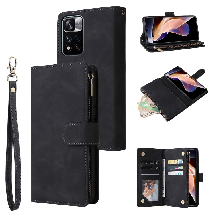 For Xiaomi Redmi Note 11 Pro China Multifunctional Frosted Zipper Wallet Leather Phone Case