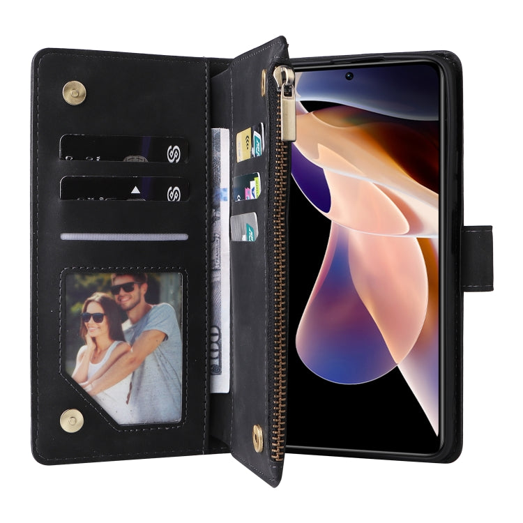 For Xiaomi Redmi Note 11 Pro China Multifunctional Frosted Zipper Wallet Leather Phone Case