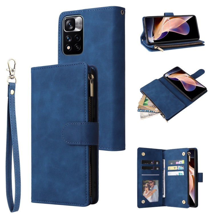 For Xiaomi Redmi Note 11 Pro China Multifunctional Frosted Zipper Wallet Leather Phone Case