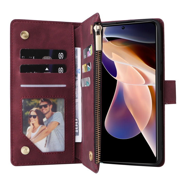For Xiaomi Redmi Note 11 Pro China Multifunctional Frosted Zipper Wallet Leather Phone Case