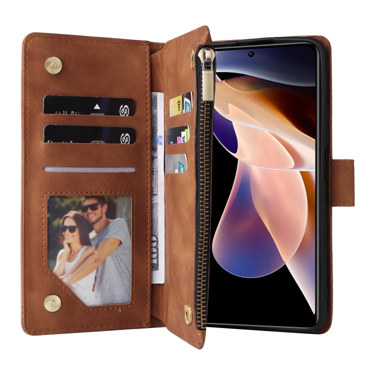 For Xiaomi Redmi Note 11 Pro China Multifunctional Frosted Zipper Wallet Leather Phone Case