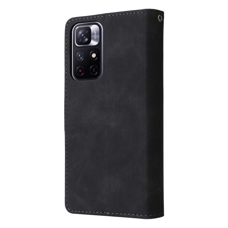 For Xiaomi Redmi Note 11 China Multifunctional Frosted Zipper Wallet Leather Phone Case