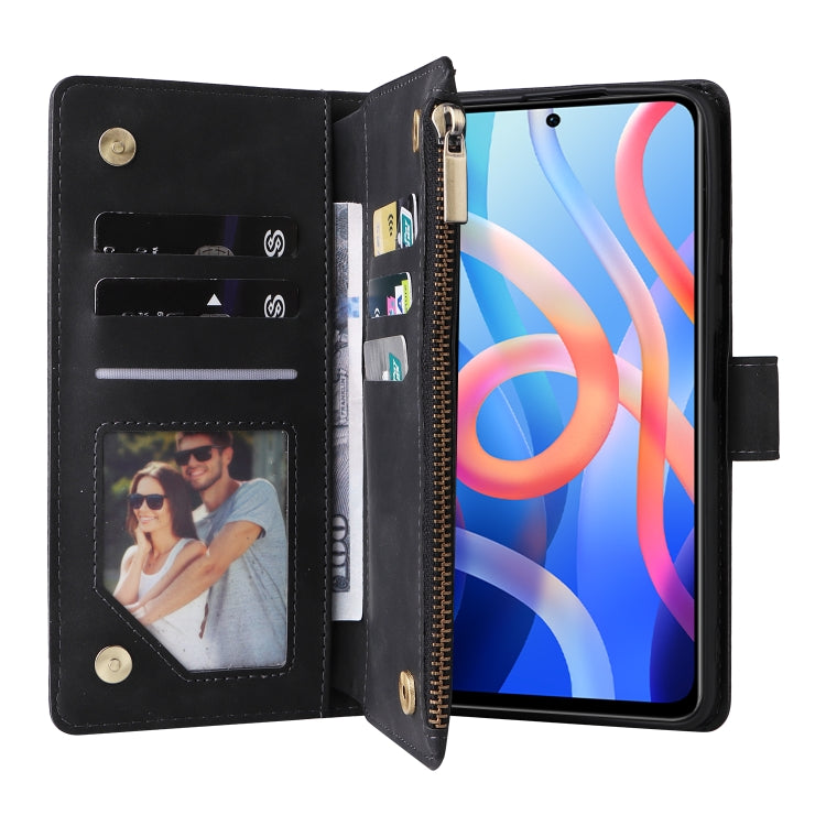 For Xiaomi Redmi Note 11 China Multifunctional Frosted Zipper Wallet Leather Phone Case