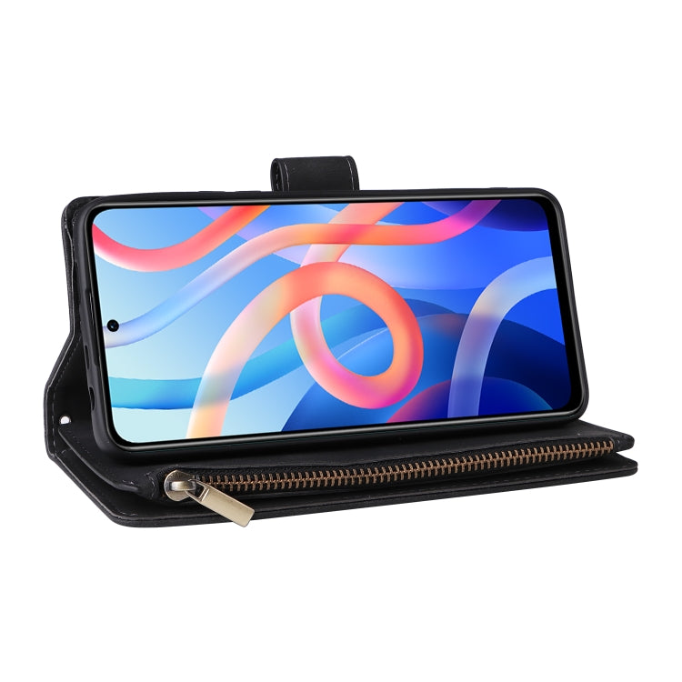 For Xiaomi Redmi Note 11 China Multifunctional Frosted Zipper Wallet Leather Phone Case