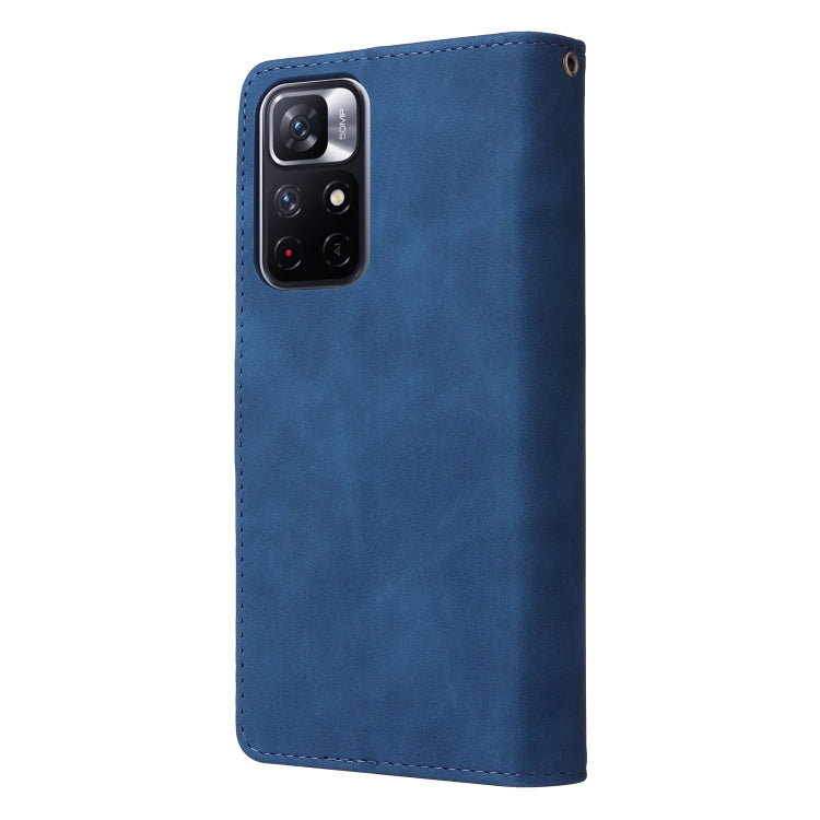 For Xiaomi Redmi Note 11 China Multifunctional Frosted Zipper Wallet Leather Phone Case