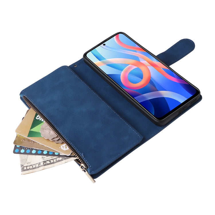 For Xiaomi Redmi Note 11 China Multifunctional Frosted Zipper Wallet Leather Phone Case