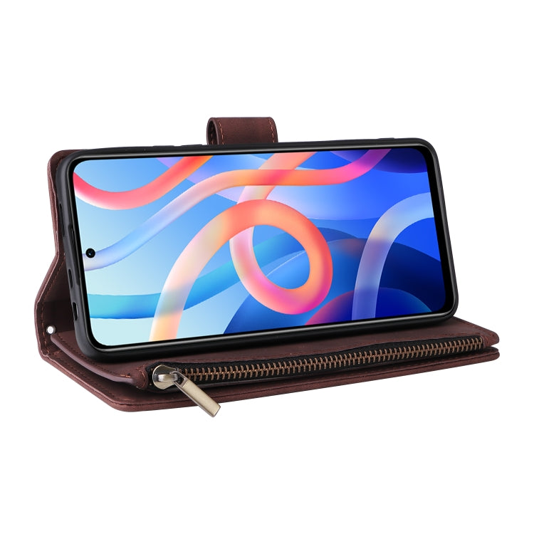 For Xiaomi Redmi Note 11 China Multifunctional Frosted Zipper Wallet Leather Phone Case