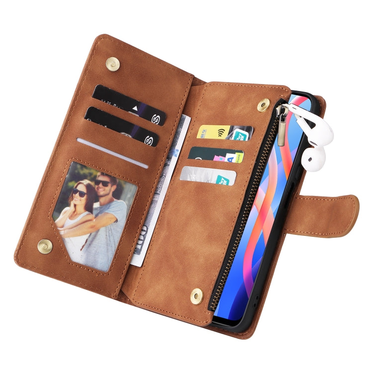 For Xiaomi Redmi Note 11 China Multifunctional Frosted Zipper Wallet Leather Phone Case