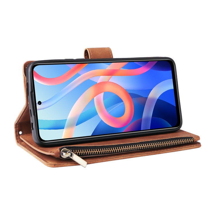 For Xiaomi Redmi Note 11 China Multifunctional Frosted Zipper Wallet Leather Phone Case