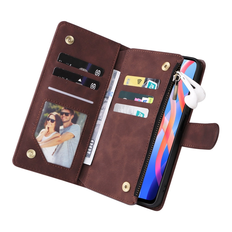 For Xiaomi Redmi Note 11 China Multifunctional Frosted Zipper Wallet Leather Phone Case