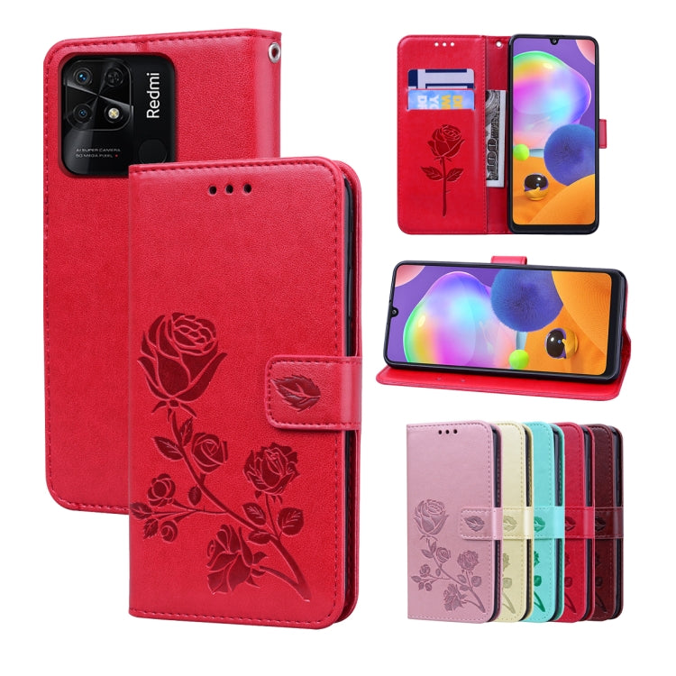 For Xiaomi Redmi 10C Rose Embossed Leather Phone Case