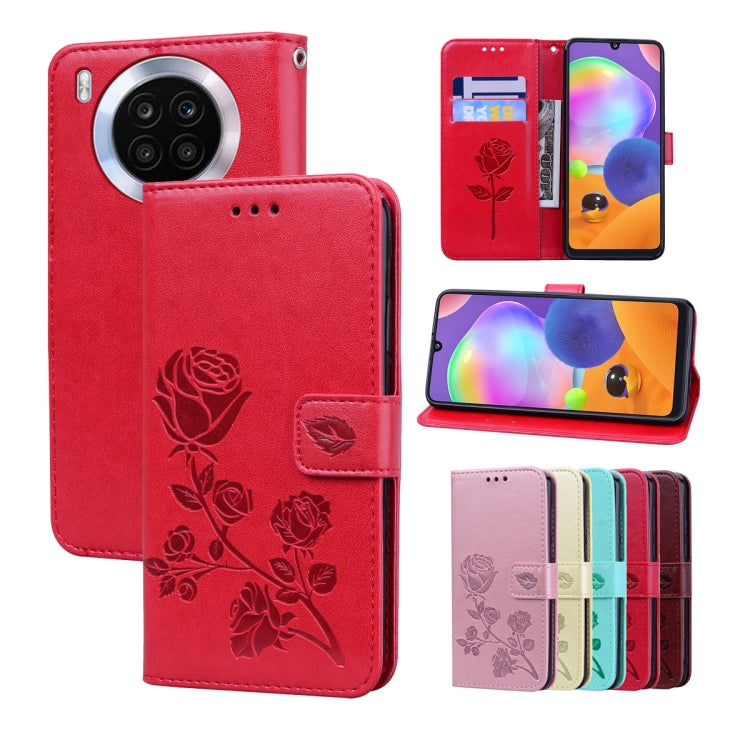 For Huawei nova 8i Rose Embossed Leather Phone Case